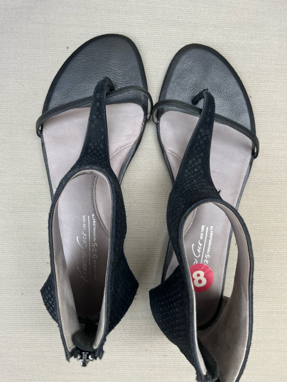 Kenneth Cole Black Textured Slingback Sandals suede